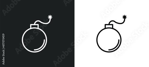 bomb line icon in white and black colors. bomb flat vector icon from bomb collection for web, mobile apps and ui.
