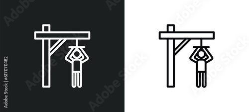 torture line icon in white and black colors. torture flat vector icon from torture collection for web, mobile apps and ui.