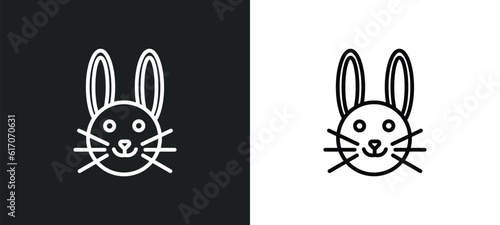 cute bunny head line icon in white and black colors. cute bunny head flat vector icon from cute bunny head collection for web, mobile apps and ui.