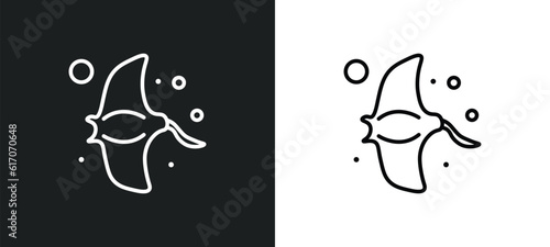 manta ray line icon in white and black colors. manta ray flat vector icon from manta ray collection for web, mobile apps and ui.