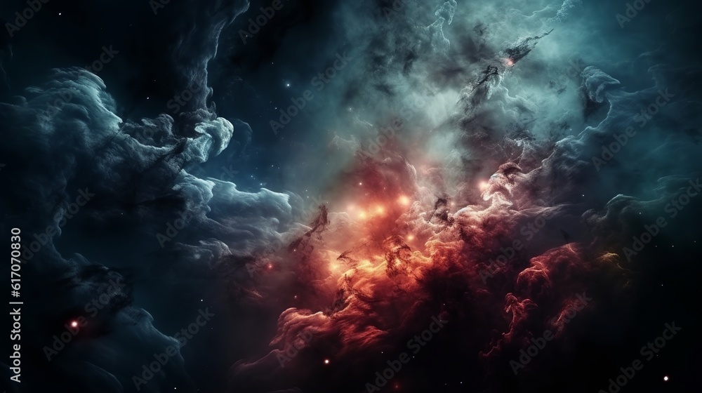 Deep space. Science fiction wallpaper, planets, stars, galaxies and nebulas, Generative Ai