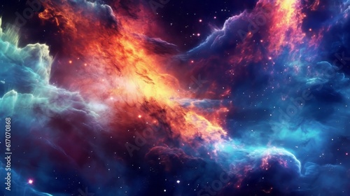 Nebula and galaxies in space. Abstract universe background