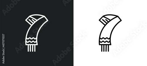 winter scarf line icon in white and black colors. winter scarf flat vector icon from winter scarf collection for web, mobile apps and ui.