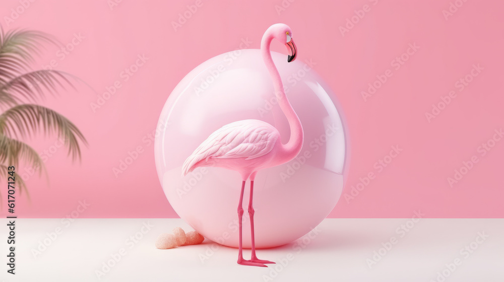 Fototapeta premium A pink flamingo inside of an egg