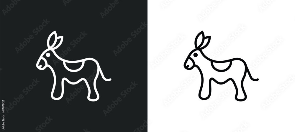 donkey line icon in white and black colors. donkey flat vector icon from donkey collection for web, mobile apps and ui.