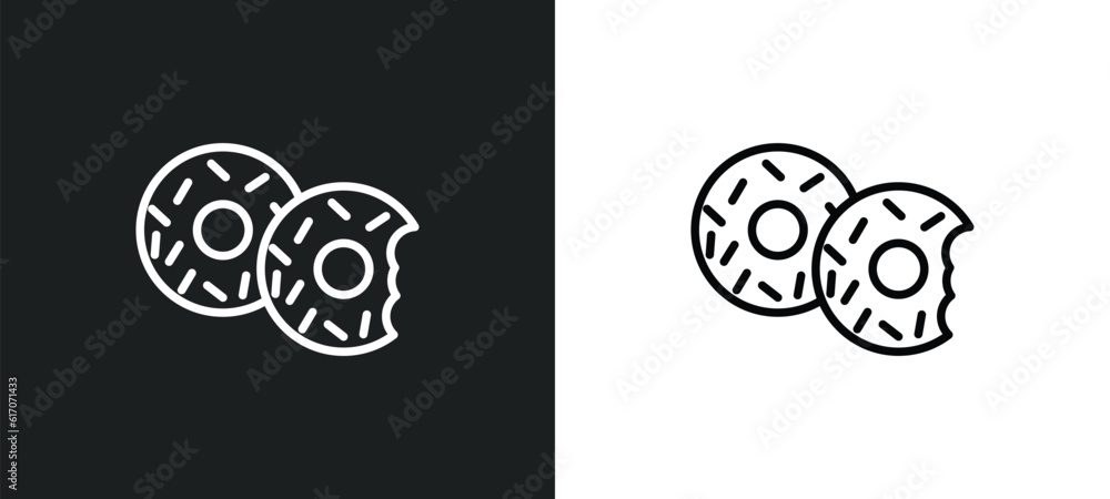 donut line icon in white and black colors. donut flat vector icon from donut collection for web, mobile apps and ui.