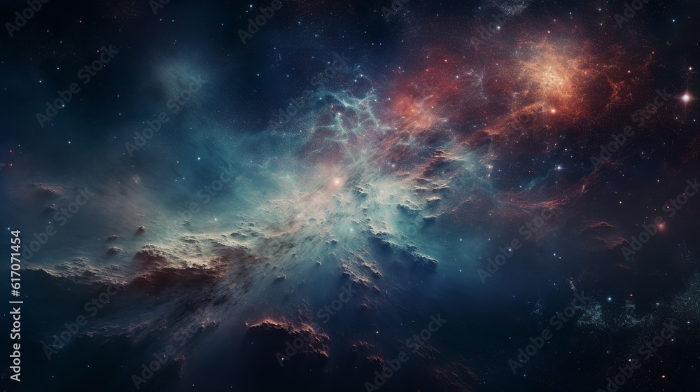 Deep space. Science fiction wallpaper, planets, stars, galaxies and nebulas, Generative Ai