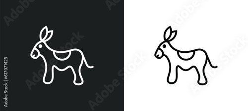 donkey line icon in white and black colors. donkey flat vector icon from donkey collection for web, mobile apps and ui.