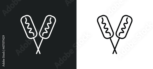 corndog line icon in white and black colors. corndog flat vector icon from corndog collection for web, mobile apps and ui.