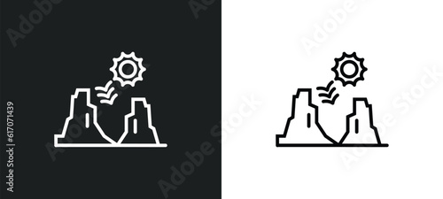 grand canyon line icon in white and black colors. grand canyon flat vector icon from grand canyon collection for web, mobile apps and ui.