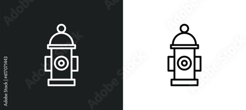 fire hydrant line icon in white and black colors. fire hydrant flat vector icon from fire hydrant collection for web, mobile apps and ui.