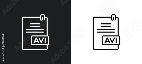 Εκτύπωση καμβά avi extension line icon in white and black colors