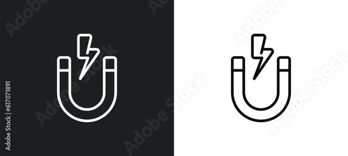 magnet line icon in white and black colors. magnet flat vector icon from magnet collection for web, mobile apps and ui.