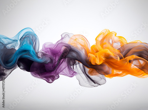 Colorful abstract smoke on white background.