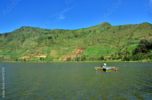 Telaga Merdada (Merdada Lake) at Dieng Plateau with blue sky, holiday