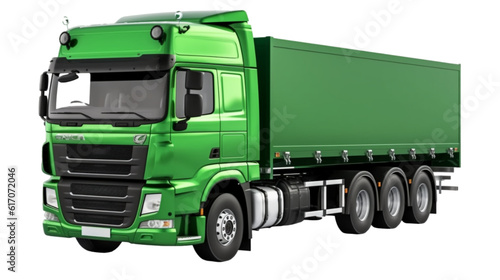 Green truck trailer (PNG) - ai generated