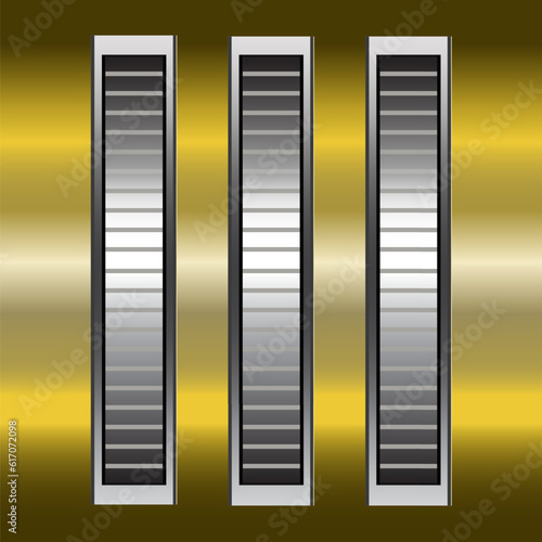 Silver and gold border old volume up button vector illustration.