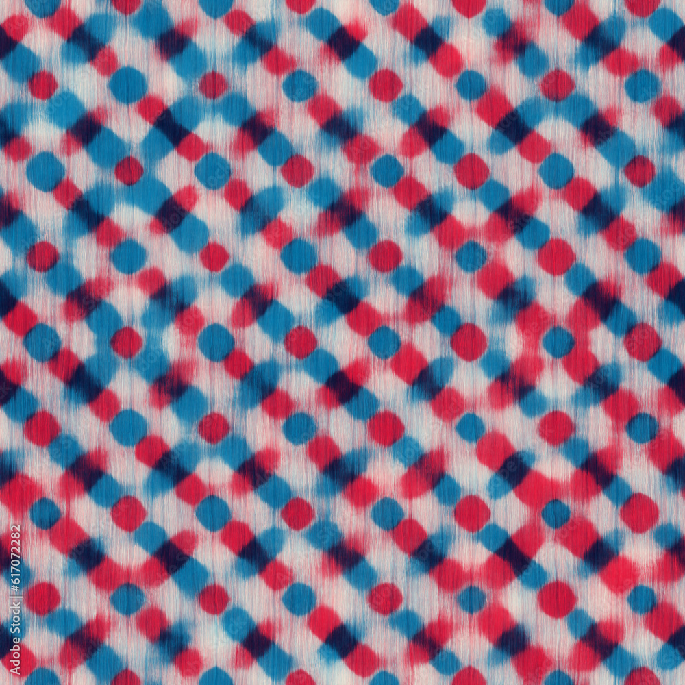 Beige, Tonal Blue and Red Watercolor-Dyed Effect Textured Optical Grid Pattern Beige, Tonal Blue and Red Watercolor-Dyed Effect Textured Optical Grid Pattern