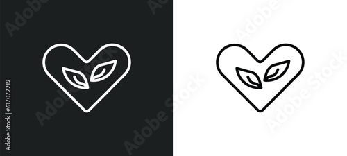 ecologic heart line icon in white and black colors. ecologic heart flat vector icon from ecologic heart collection for web, mobile apps and ui.
