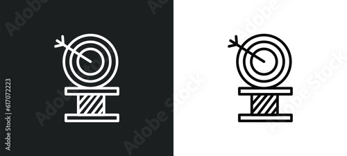 archery champion line icon in white and black colors. archery champion flat vector icon from archery champion collection for web, mobile apps and ui.