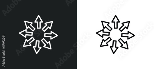 expand arrows line icon in white and black colors. expand arrows flat vector icon from expand arrows collection for web, mobile apps and ui.