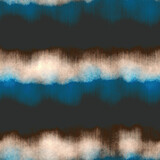 Black, Blue and Ecru Watercolor-Dyed Effect Textured Striped Pattern