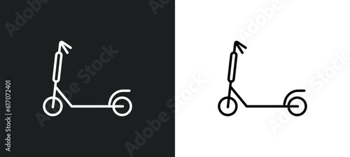 micro scooter line icon in white and black colors. micro scooter flat vector icon from micro scooter collection for web, mobile apps and ui.