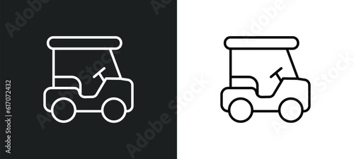 golf cart line icon in white and black colors. golf cart flat vector icon from golf cart collection for web, mobile apps and ui.