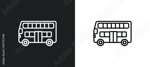 double decker bus line icon in white and black colors. double decker bus flat vector icon from double decker bus collection for web, mobile apps and ui. photo