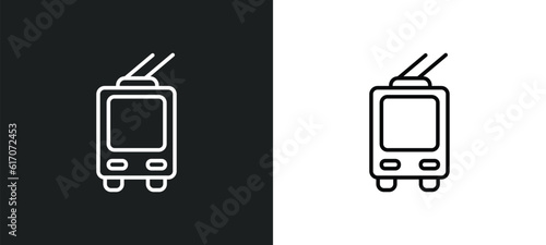 trolleybus line icon in white and black colors. trolleybus flat vector icon from trolleybus collection for web, mobile apps and ui.