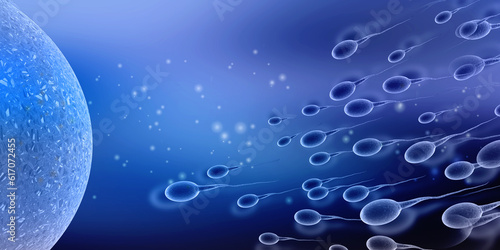 Photos 3d illustration showing sperms and egg
