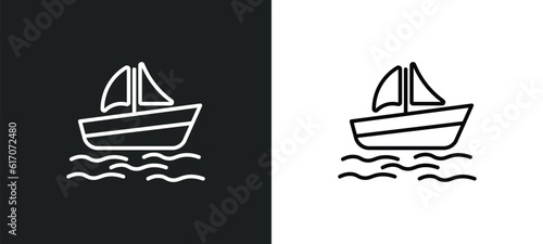 pt boat line icon in white and black colors. pt boat flat vector icon from pt boat collection for web, mobile apps and ui.