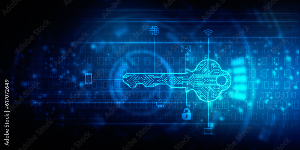 2d illustration digital abstract technology digital future cyber security key
