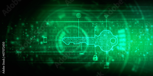 2d illustration digital abstract technology digital future cyber security key 