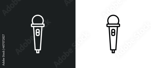Canvas Print microphone toy line icon in white and black colors