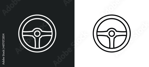 steering wheel toy line icon in white and black colors. steering wheel toy flat vector icon from steering wheel toy collection for web, mobile apps and ui.