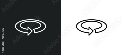 rotate right line icon in white and black colors. rotate right flat vector icon from rotate right collection for web, mobile apps and ui.