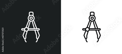 maths compass tool line icon in white and black colors. maths compass tool flat vector icon from maths compass tool collection for web, mobile apps and ui.