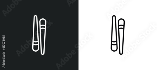 chopsticks line icon in white and black colors. chopsticks flat vector icon from chopsticks collection for web, mobile apps and ui.