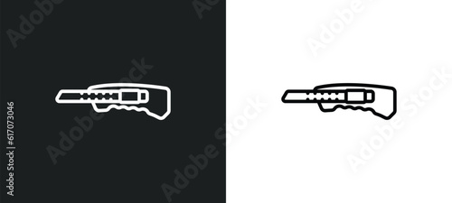 paper cutter line icon in white and black colors. paper cutter flat vector icon from paper cutter collection for web, mobile apps and ui.