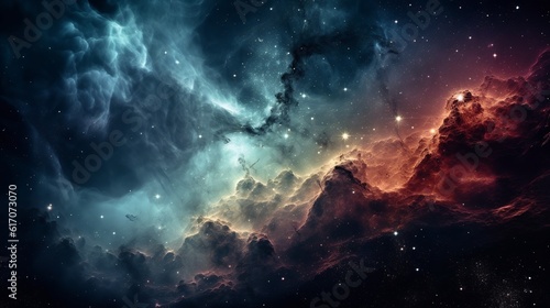 Deep space. Science fiction wallpaper, planets, stars, galaxies and nebulas, Generative Ai