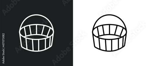 empty shopping basket line icon in white and black colors. empty shopping basket flat vector icon from empty shopping basket collection for web, mobile apps and ui.