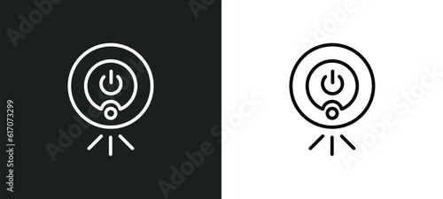 robot vacuum line icon in white and black colors. robot vacuum flat vector icon from robot vacuum collection for web, mobile apps and ui.