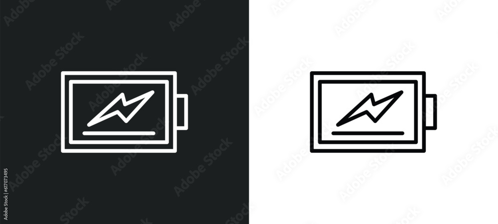 battery level line icon in white and black colors. battery level flat vector icon from battery level collection for web, mobile apps and ui. battery level line icon in white and black colors. battery level flat vector icon from battery level collection for web, mobile apps and ui.
