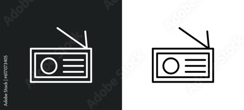 radio journalism line icon in white and black colors. radio journalism flat vector icon from radio journalism collection for web, mobile apps and ui.