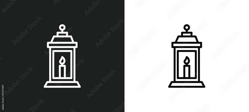 lantern line icon in white and black colors. lantern flat vector icon from lantern collection for web, mobile apps and ui.