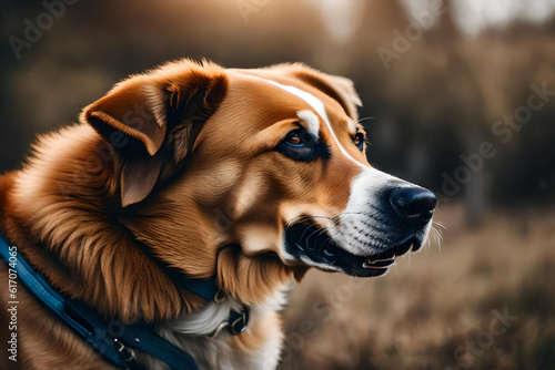 Closeup of cute dog portrait made with Generative AI