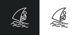 windsurf sea line icon in white and black colors. windsurf sea flat vector icon from windsurf sea collection for web, mobile apps and ui.
