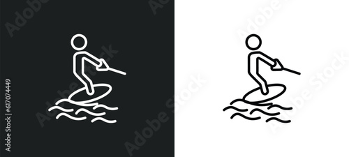 water ski line icon in white and black colors. water ski flat vector icon from water ski collection for web, mobile apps and ui.