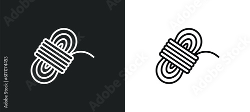 climbing with rope line icon in white and black colors. climbing with rope flat vector icon from climbing with rope collection for web, mobile apps and ui.